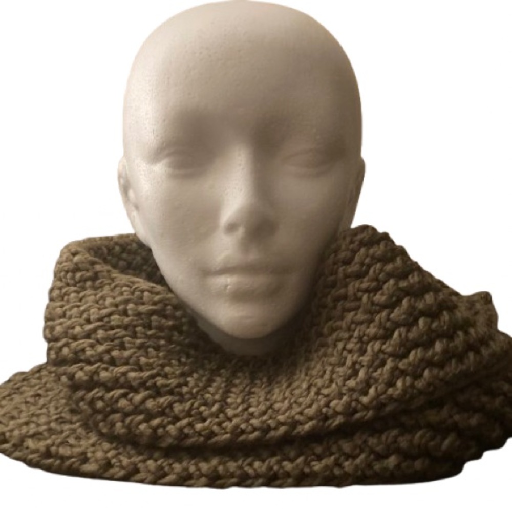 Handmade chunky knit brown scarf for adults